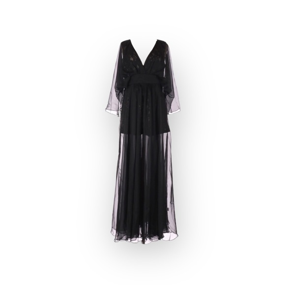 new Lotus Threads ๐ Lace Romper Overlay Gown Cocktail Maxi Dress ๐ Edgy Chic - Picture 9 of 16